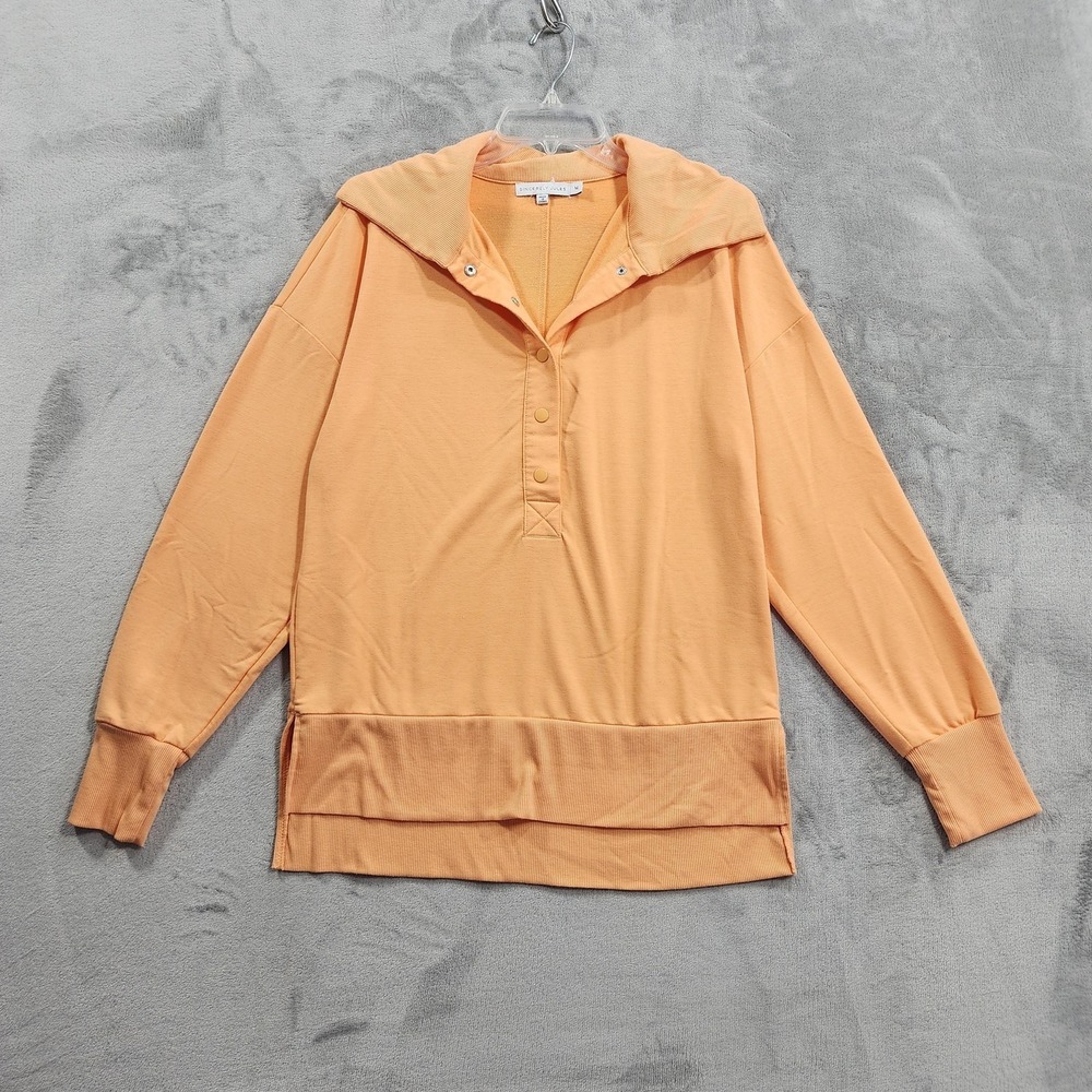 Sincerely Jules Top Womens M Orange Collared Snap Henley Tunic Pullover Casual